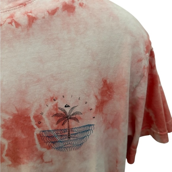 QUIKSILVER Pink Tie Dye Surf Tropical Tee Shirt Regular Fit Men M Medium - Picture 3 of 6